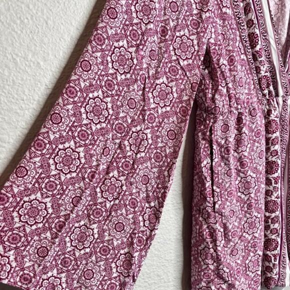 One the Land Stylish Geometric Design Open-Front Romper Long Sleeve Plum Sz Med - Picture 5 of 16